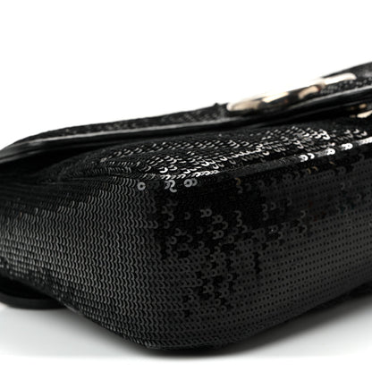 Sequin Matelasse Small GG Marmont Shoulder Bag Black