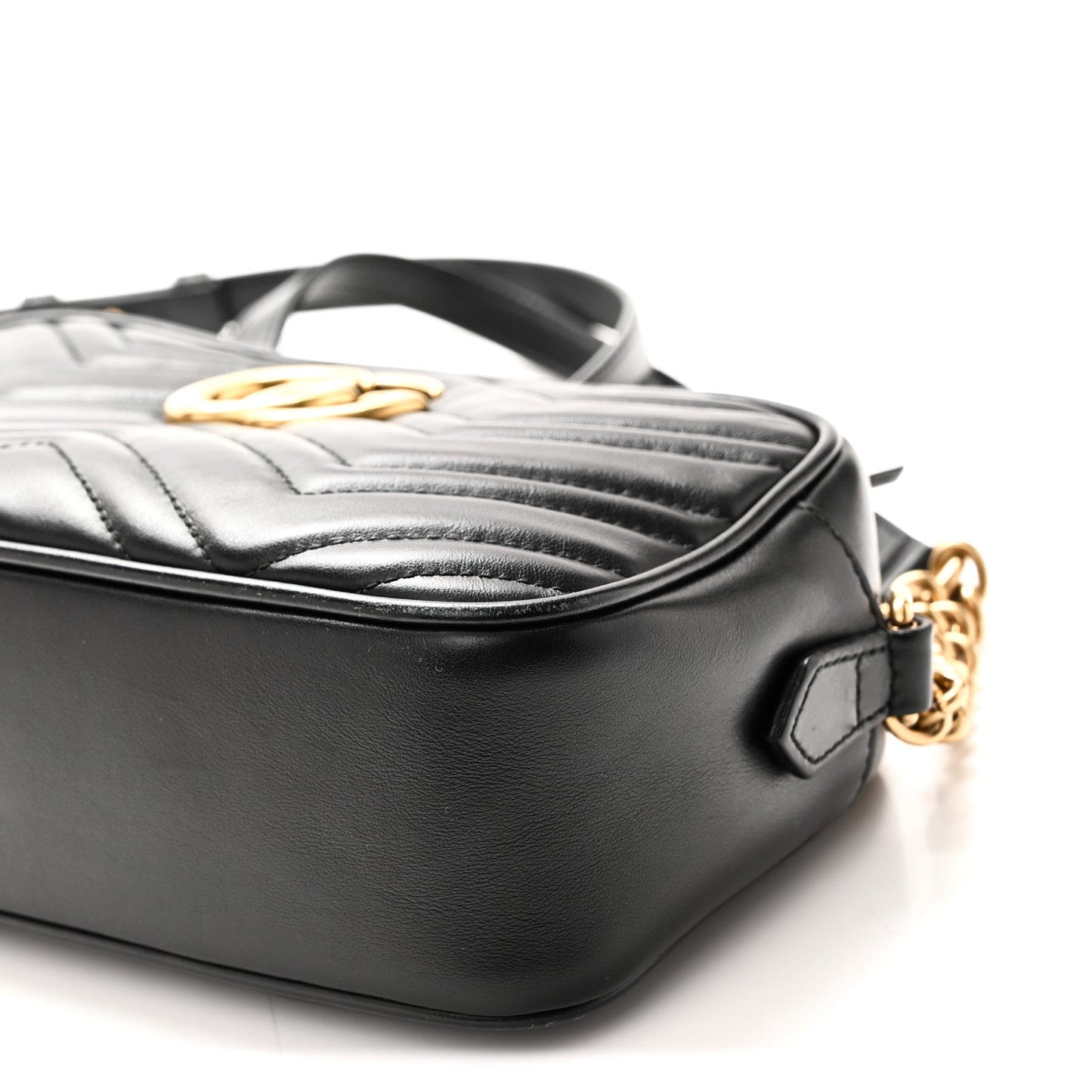 Calfskin Matelasse Small GG Marmont Chain Shoulder Bag Black