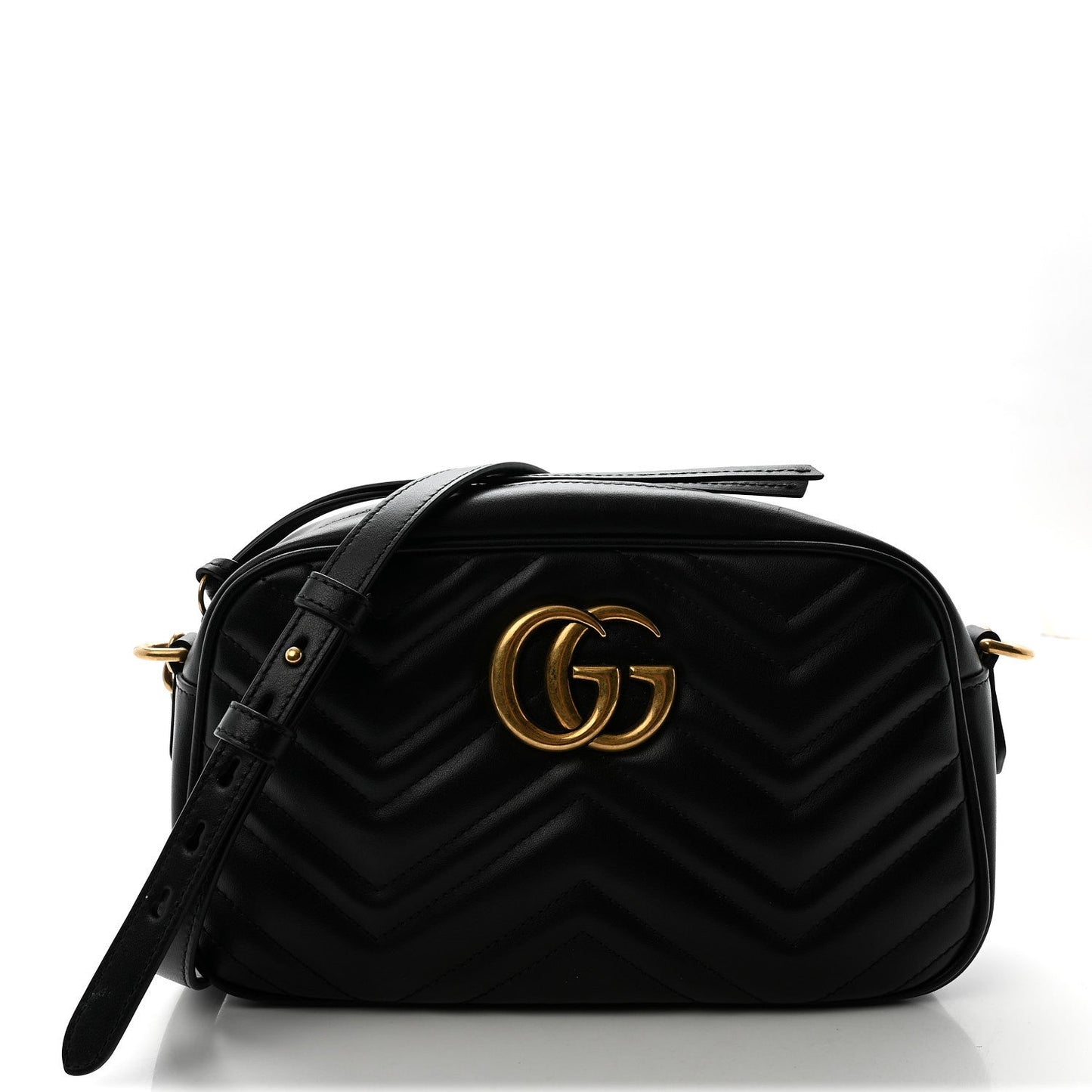 Calfskin Matelasse Small GG Marmont Chain Shoulder Bag Black