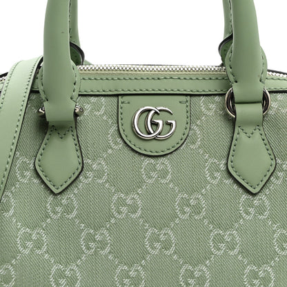 Denim GG Monogram Calfskin Mini Ophidia Top Handle Bag Pale Green