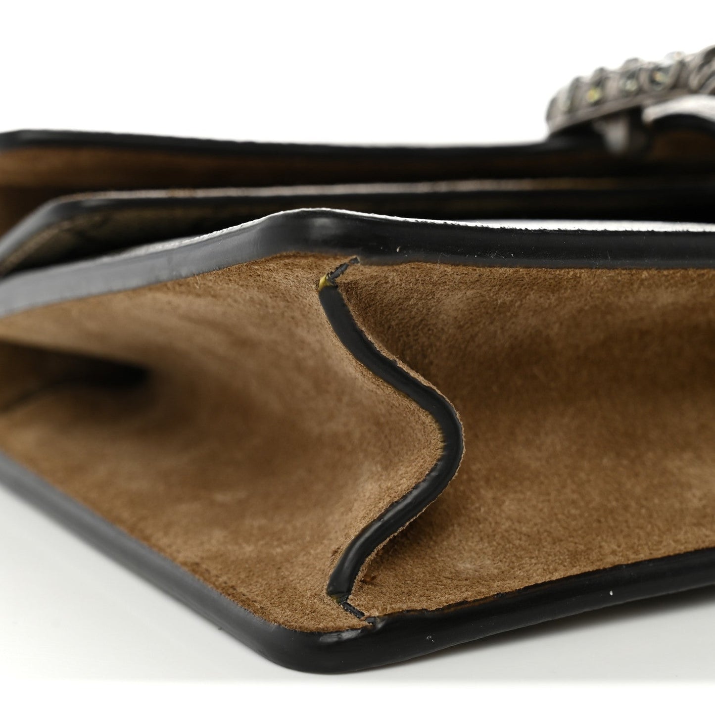 GG Supreme Monogram Suede Crystal Small Dionysus Shoulder Bag Beige Ebony Taupe