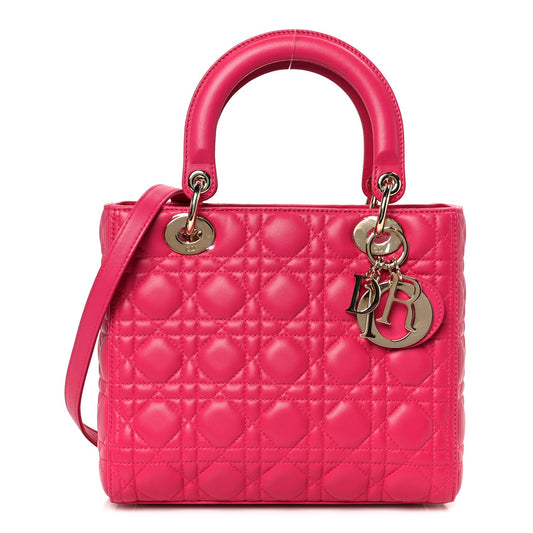 Lambskin Cannage Medium Lady Dior Pink