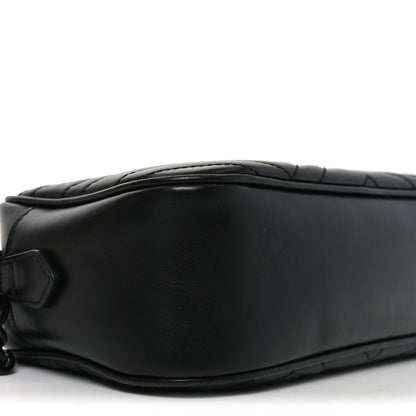 Calfskin Matelasse Monochrome Small GG Marmont Chain Shoulder Bag Black