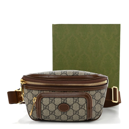 GG Supreme Monogram Textured Calfskin Retro Interlocking G Belt Bag Beige Ebony Brown Sugar