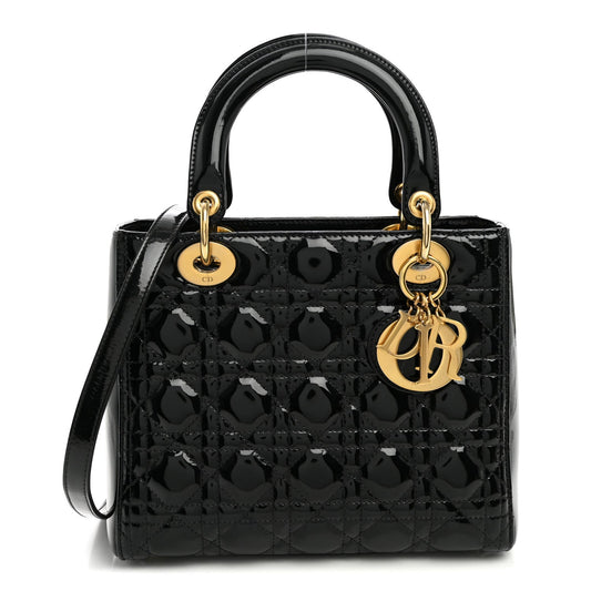 Patent Cannage Medium Lady Dior Black