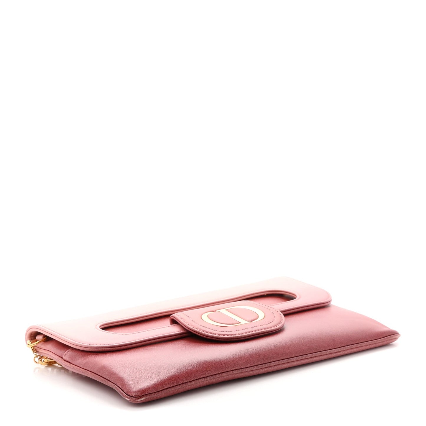 Smooth Calfskin Medium Diordouble Chain Bag Rose Multicolor