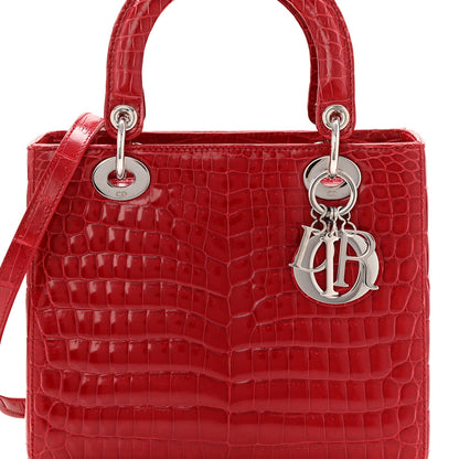 Alligator Medium Lady Dior Red