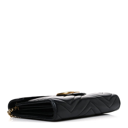 Calfskin Matelasse GG Marmont Chain Wallet Black