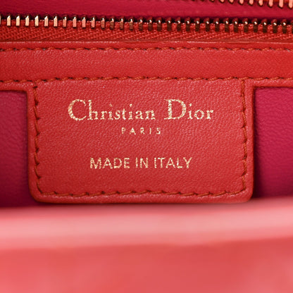 Lambskin Cannage Medium Bi-Color Lady Dior Orange Fuchsia