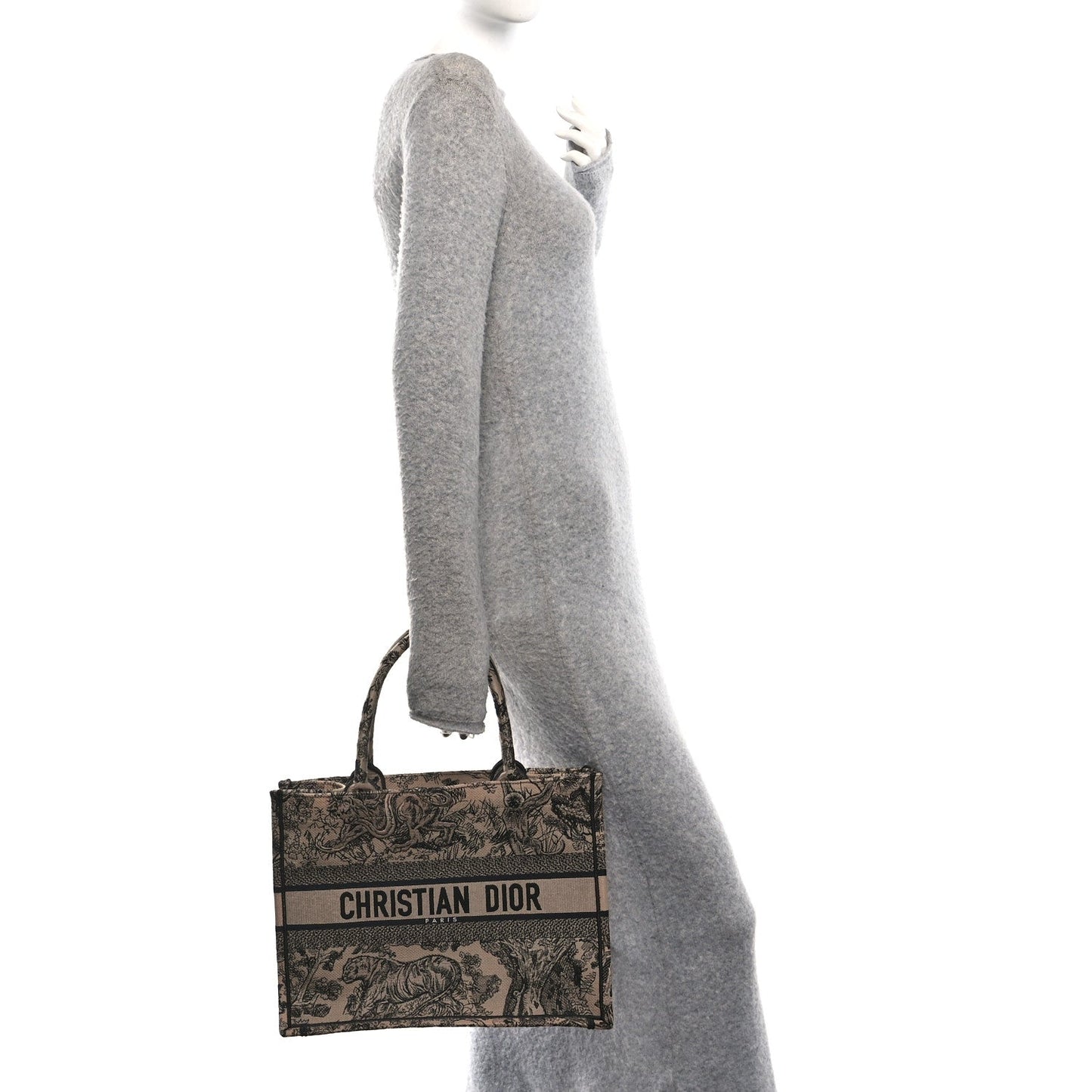 Canvas Embroidered Medium Dioriviera Toile De Jouy Book Tote Black