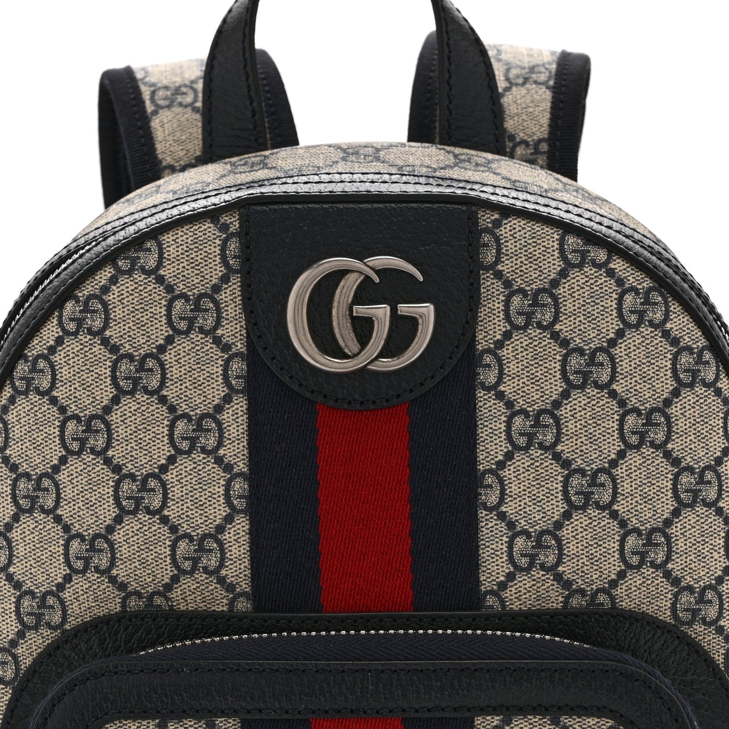 GG Supreme Monogram Textured Dollar Calfskin Web Small Ophidia Day Backpack Beige Blue Black