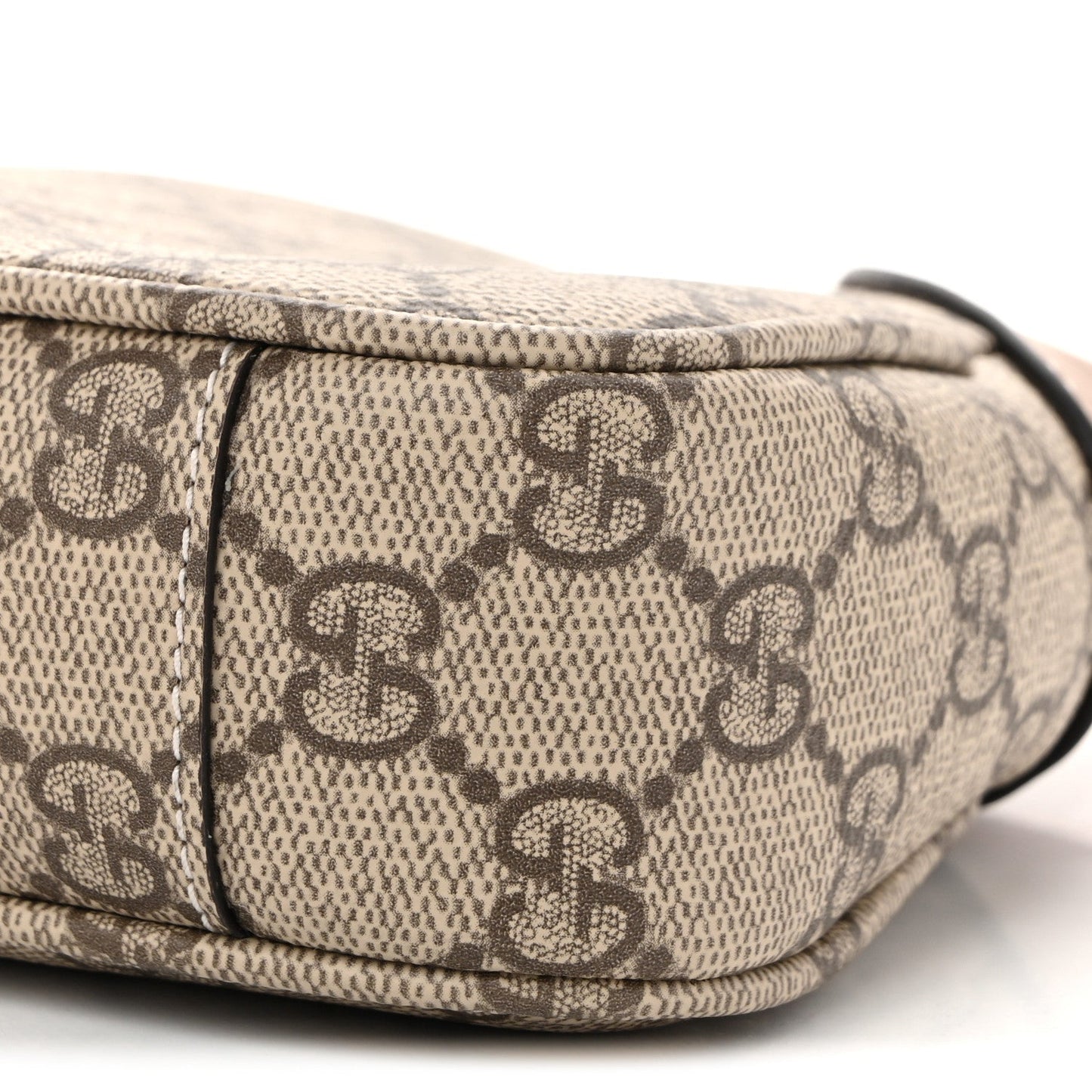GG Supreme Monogram Textured Calfskin Small Emblem Shoulder Bag Beige Dark Brown