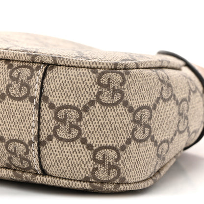 GG Supreme Monogram Textured Calfskin Small Emblem Shoulder Bag Beige Dark Brown