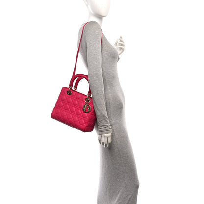 Lambskin Cannage Medium Lady Dior Fuchsia
