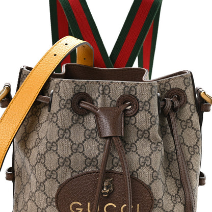 GG Supreme Monogram Neo Vintage Drawstring Bucket Backpack Beige New Acero Crop