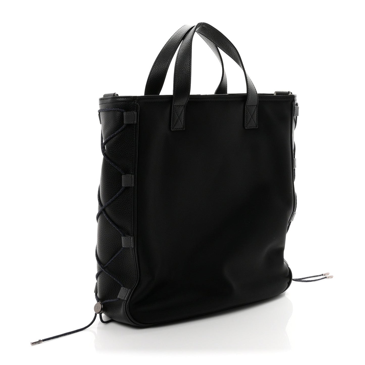 X SACAI Nylon Grained Calfskin Saddle Tote Black