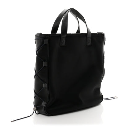 X SACAI Nylon Grained Calfskin Saddle Tote Black
