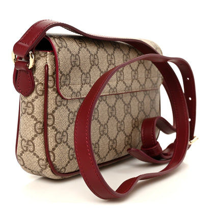 GG Supreme Monogram Cat Print Mini Shoulder Bag Beige Ebony Rosso Ancora