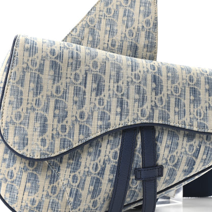 Denim Jacquard Oblique Kasuri Mens Saddle Bag Kasuri Blue White
