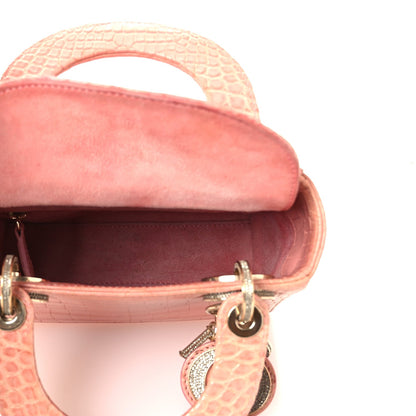 Alligator Crystal Mini Lady Dior Pink
