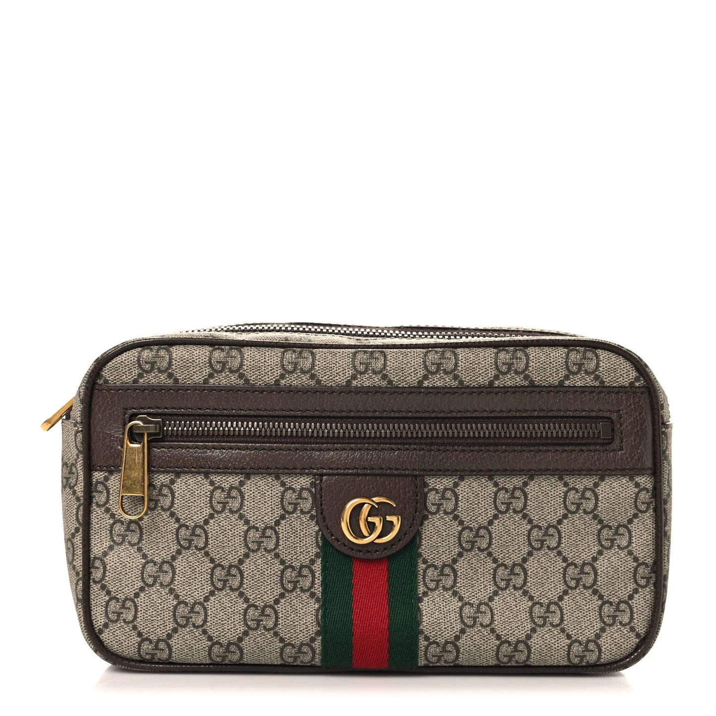 Soft GG Supreme Monogram Medium Ophidia Belt Bag Dark Brown
