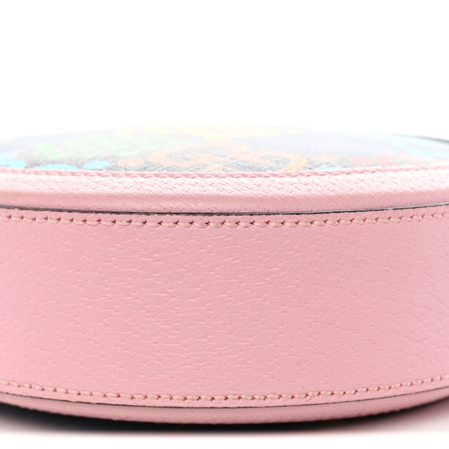 GG Supreme Monogram Psychedelic Round Shoulder Bag Black Multicolor Sugar Pink