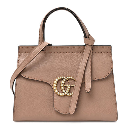 Calfskin Mini Pearly GG Marmont Top Handle Bag Porcelain Rose