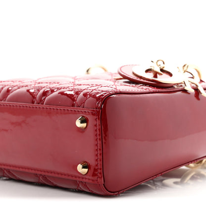 Patent Cannage Mini Lady Dior Red