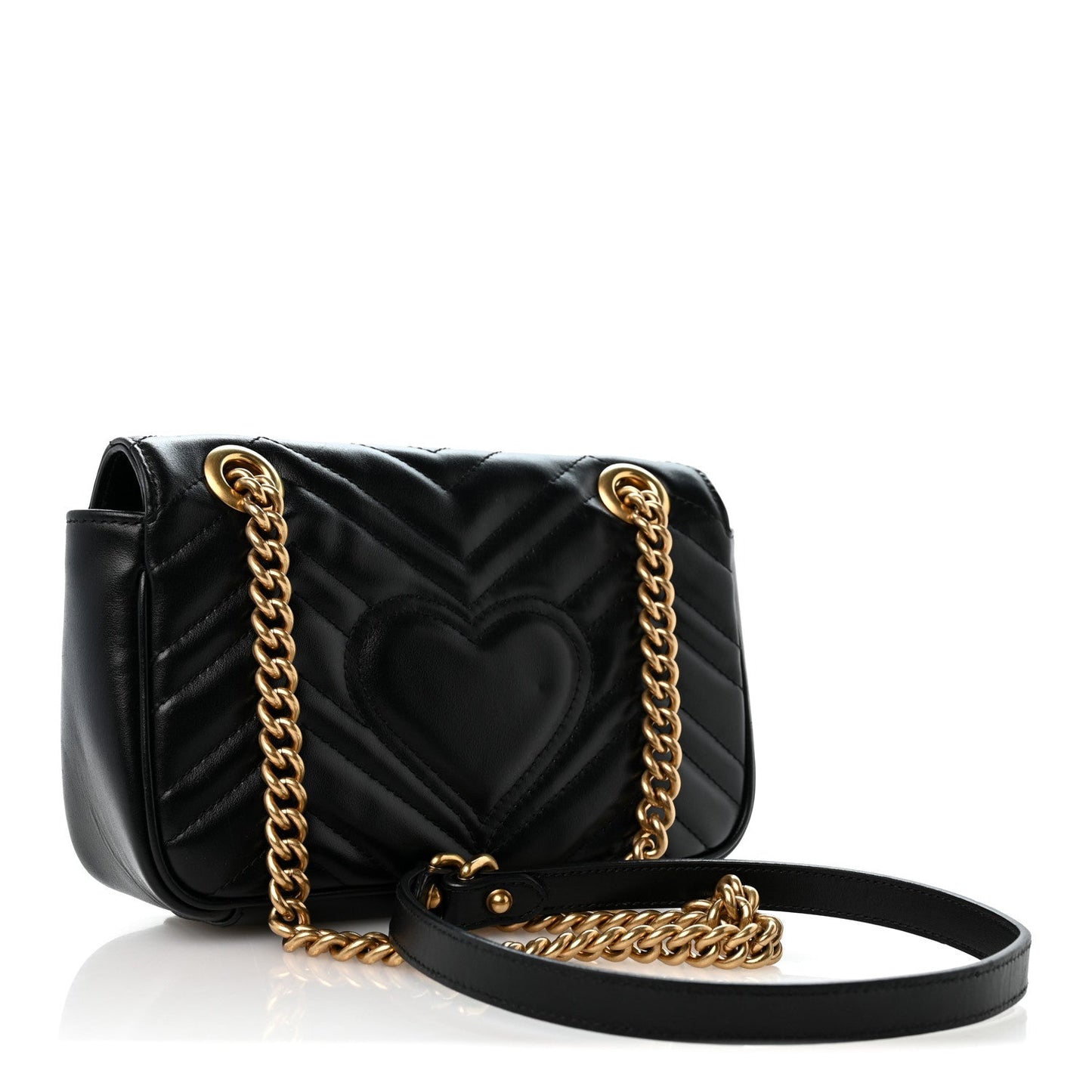 Calfskin Matelasse Mini GG Marmont Shoulder Bag Black