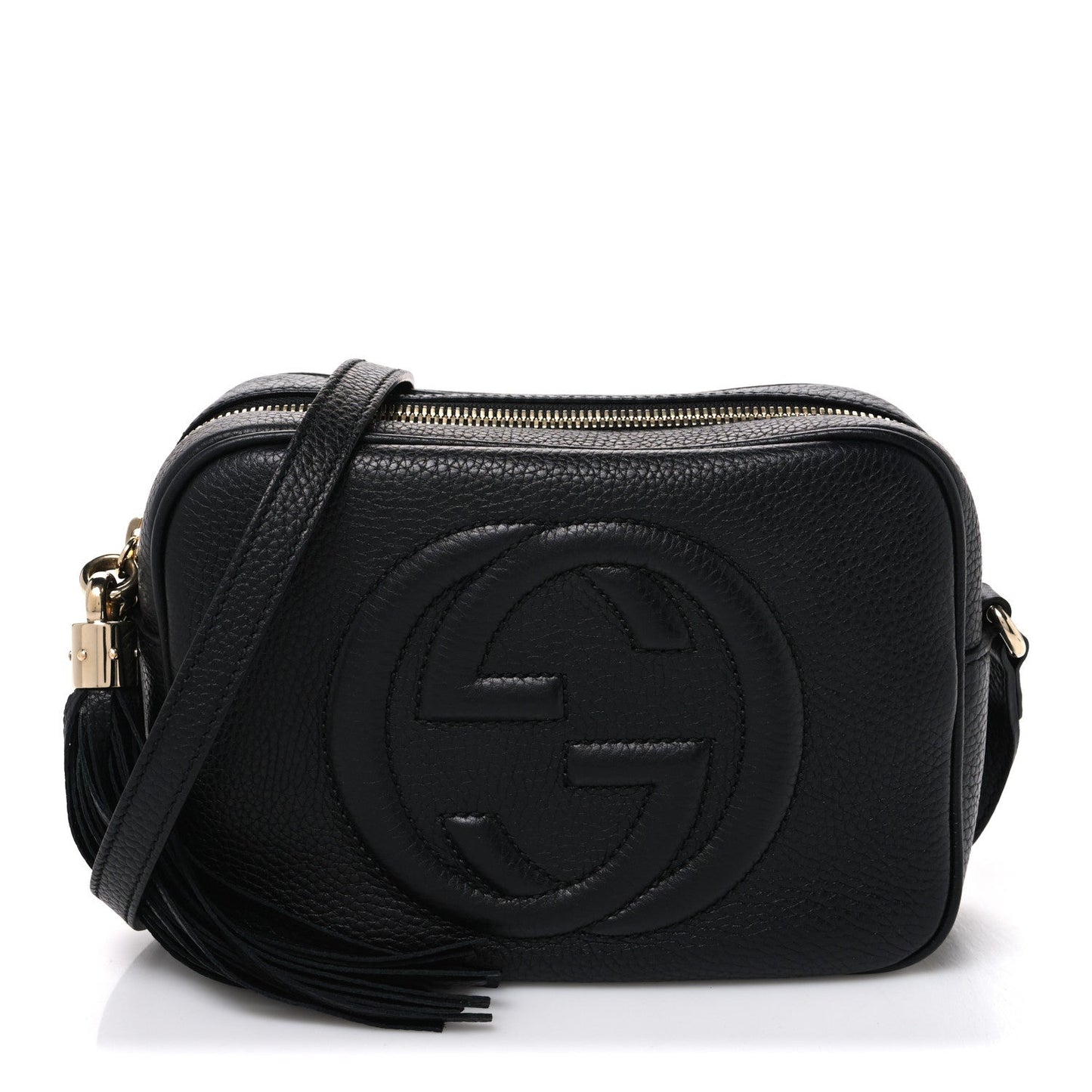 Pebbled Calfskin Small Soho Disco Bag Black