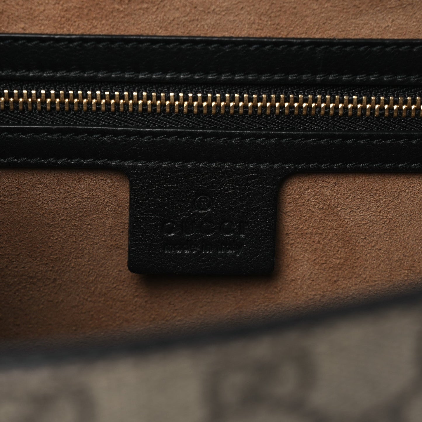 GG Supreme Monogram Calfskin Small Padlock Top Handle Bag Beige Black Cuir