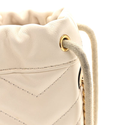 Calfskin Matelasse Mini GG Marmont 2.0 Bucket Bag White