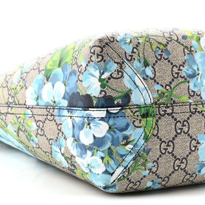 GG Supreme Monogram Blooms Medium Reversible Tote Beige Blue Navy