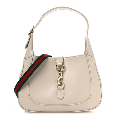 Ancora Calfskin Web Small Jackie Shoulder Bag Light Grey
