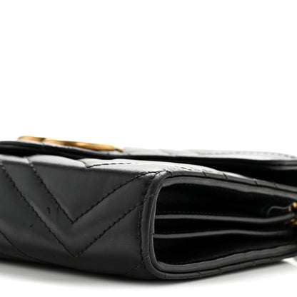 Calfskin Matelasse GG Marmont Chain Wallet Black