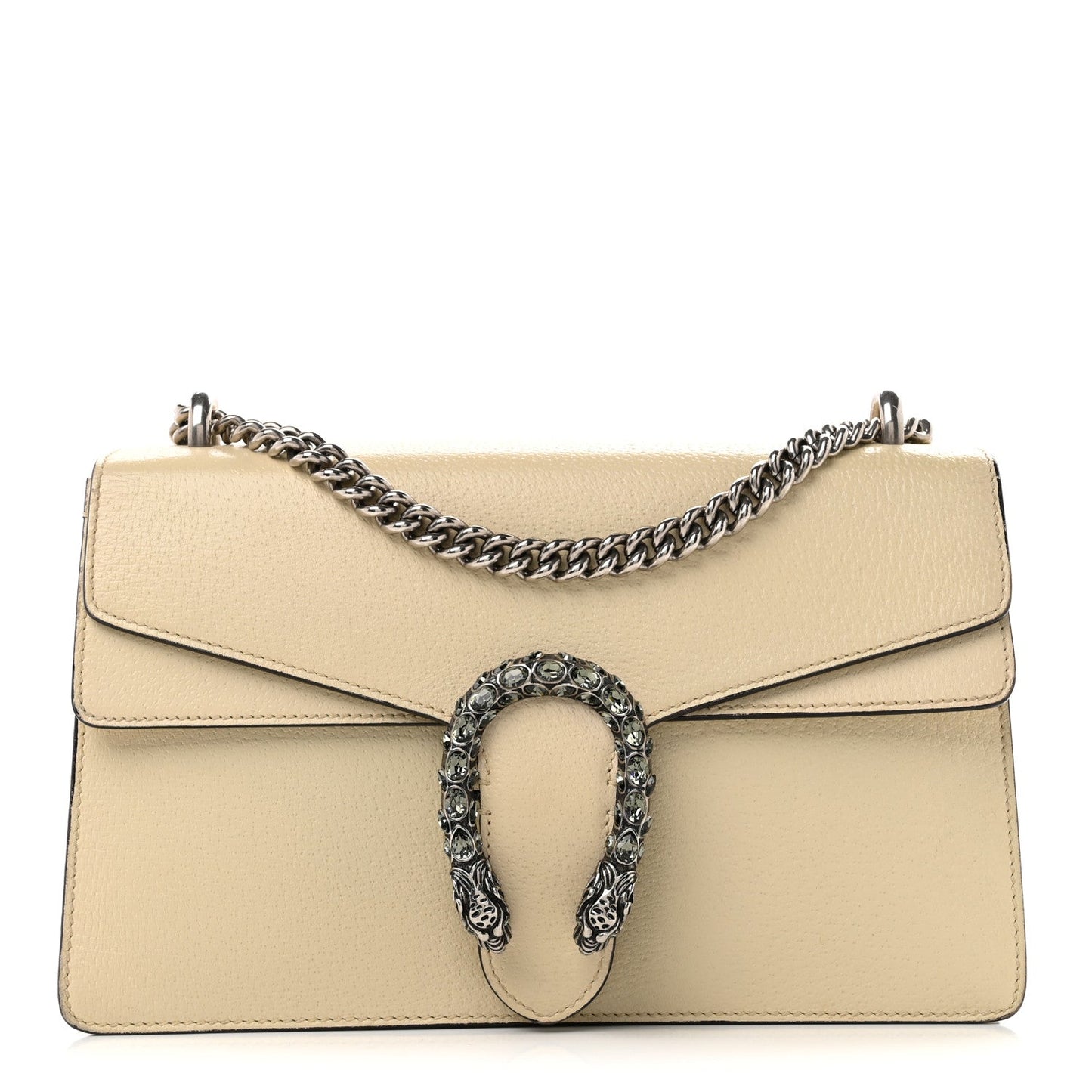 Textured Calfskin Crystal Small Dionysus Shoulder Bag Mystic White