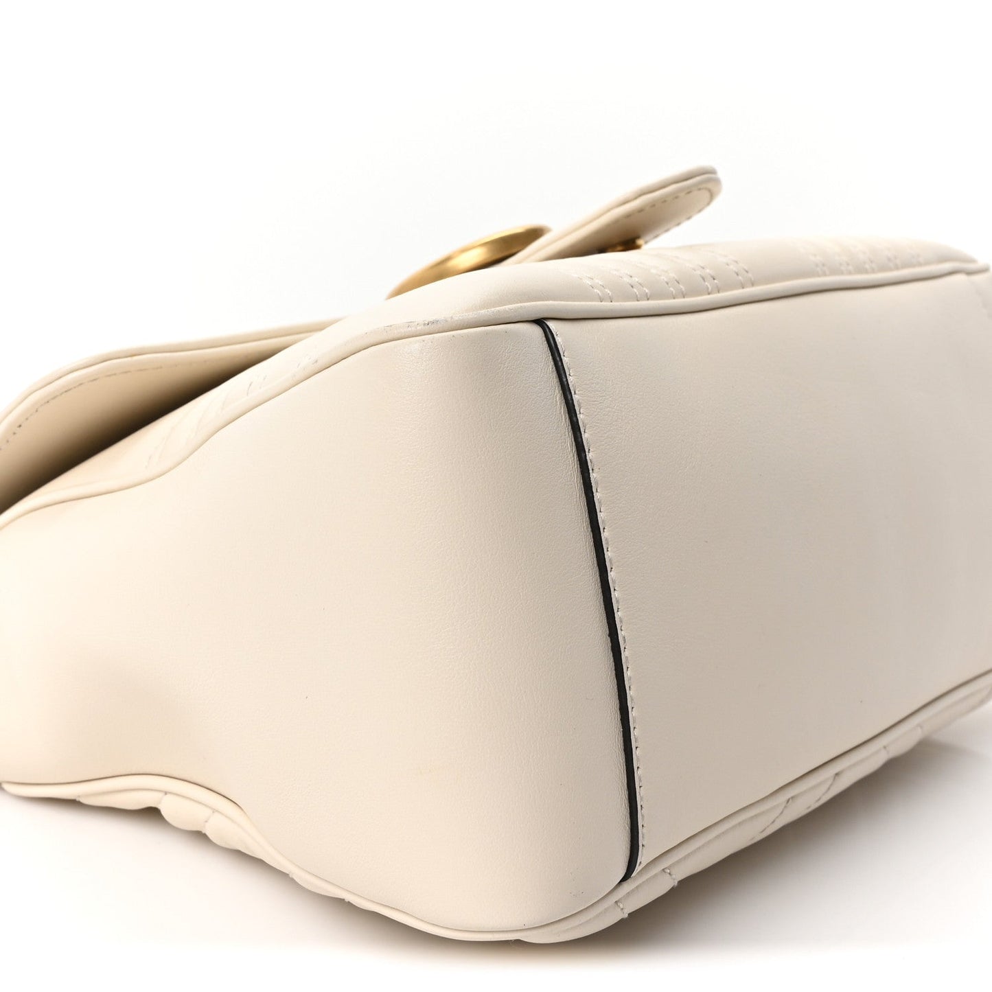 Calfskin Matelasse Small GG Marmont Top Handle Shoulder Bag White