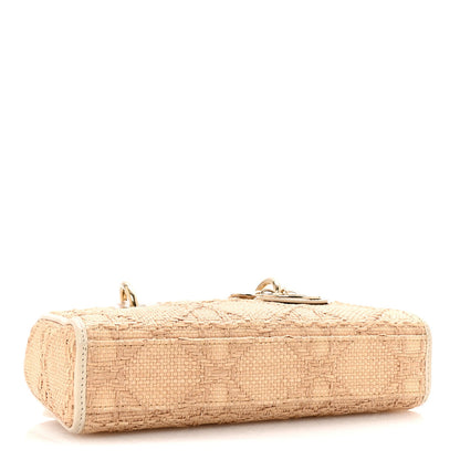 Raffia Macro Cannage Small Lady D-Joy Latte
