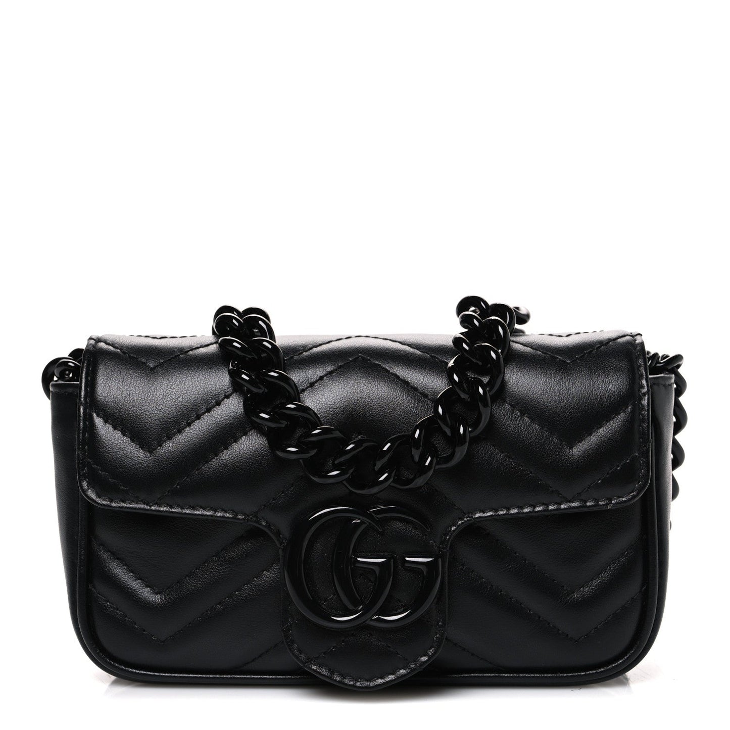 Calfskin Matelasse Monochrome GG Marmont Chain Belt Bag Black