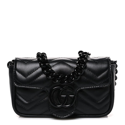 Calfskin Matelasse Monochrome GG Marmont Chain Belt Bag Black