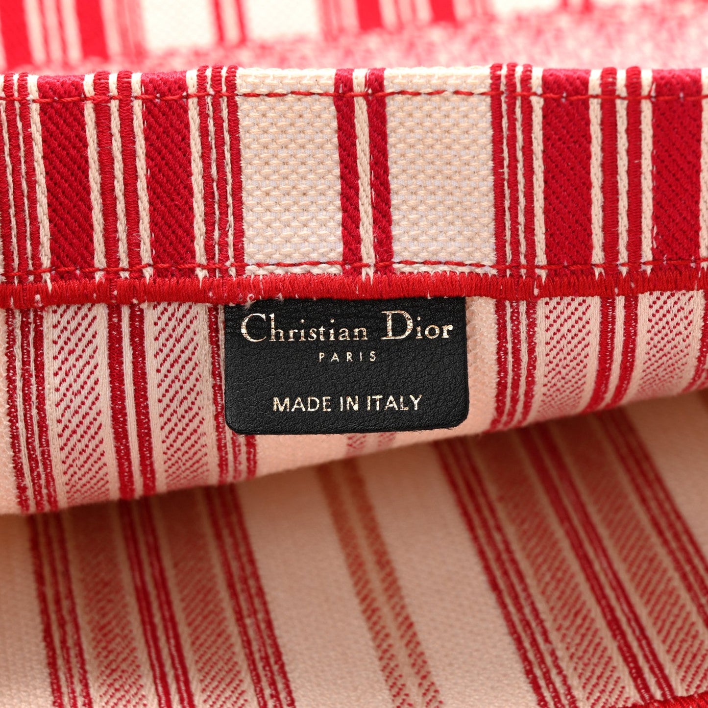 Canvas Embroidered Mykonos Large Striped Book Tote Red