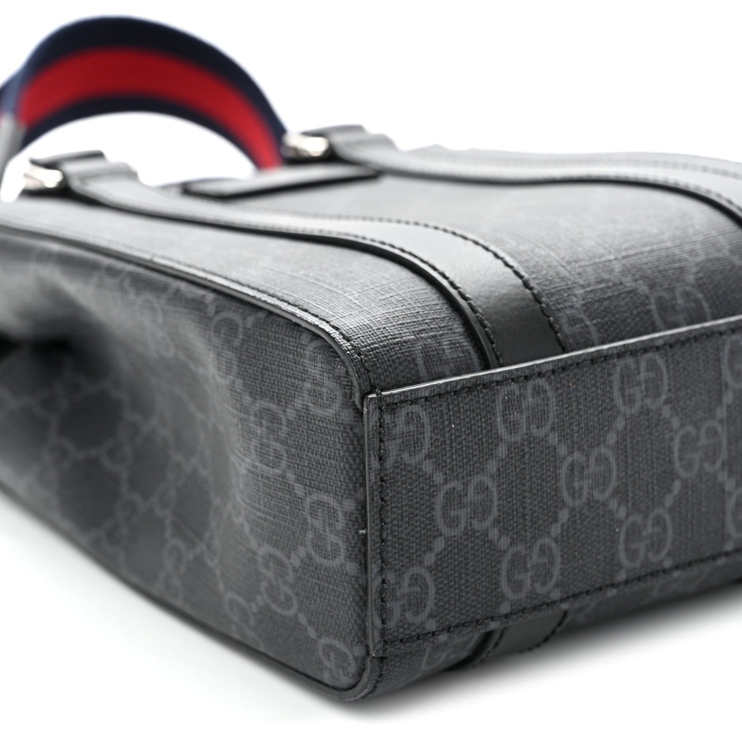 GG Supreme Monogram Appia Calfskin Web Mini Tote Bag Black