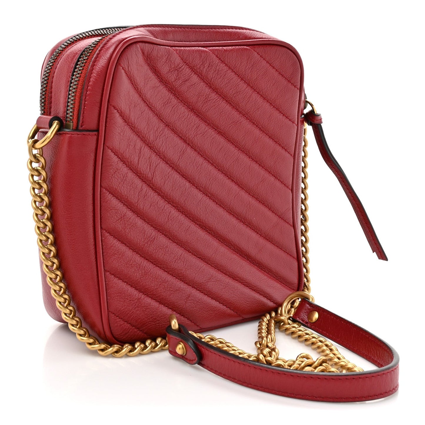 Azalea Calfskin Matelasse Diagonal Tall GG Marmont Crossbody Bag Romantic Cerise