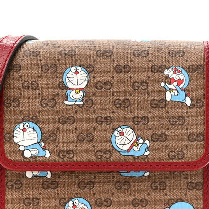 X DORAEMON Mini Vintage GG Supreme Monogram Mini Crossbody Bag Beige Cherry Red