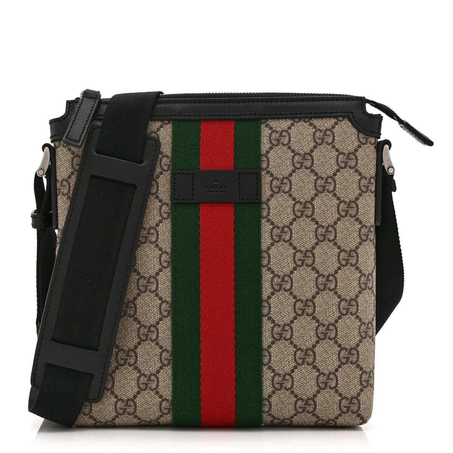 GG Supreme Monogram Web Messenger Bag Black