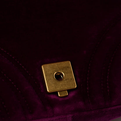 Velvet Matelasse Mini GG Marmont Shoulder Bag Fuchsia Violet Cyclamen