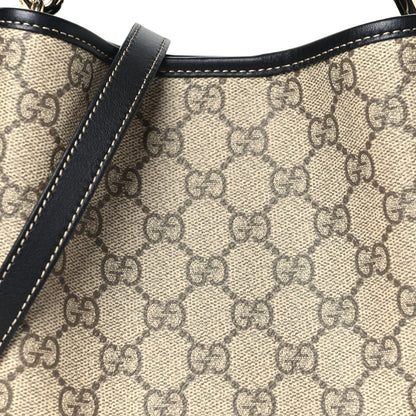 GG Supreme Monogram Emblem Mini Bucket Bag Beige Black
