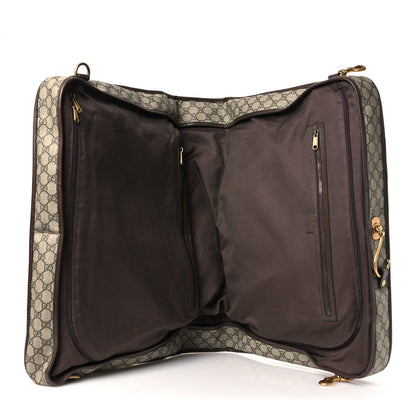 GG Supreme Monogram Textured Dollar Calfskin Web Ophidia Savoy Garment Bag Beige Ebony New Acero