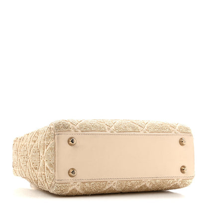 Lambskin Cannage Beaded Embroidered Mini Lady Dior Caramel Beige