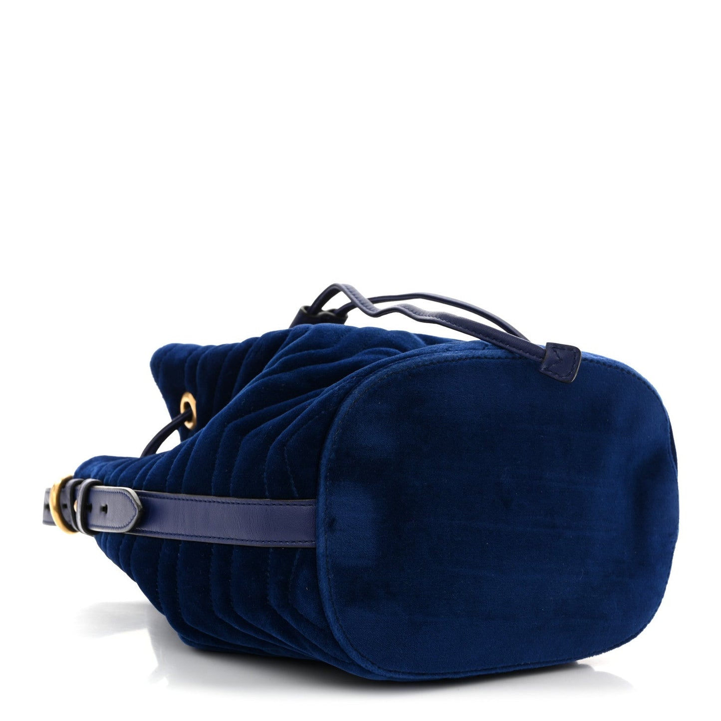 Velvet Matelasse GG Marmont Bucket Bag Cobalt Blue